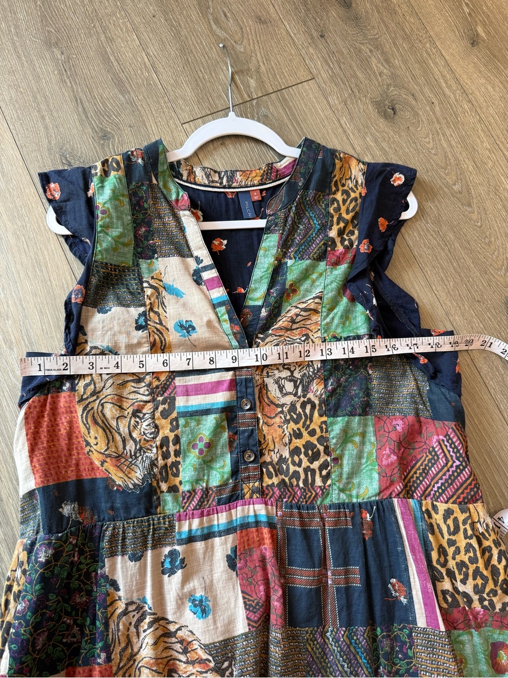 Anthropologie Pilcro Patchwork Multicolor Sleeveless Tiered Dress Size Medium - Picture 6 of 11